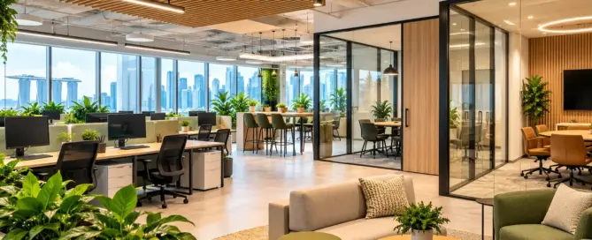 Modern office showcasing office interior design trends in Singapore for 2026